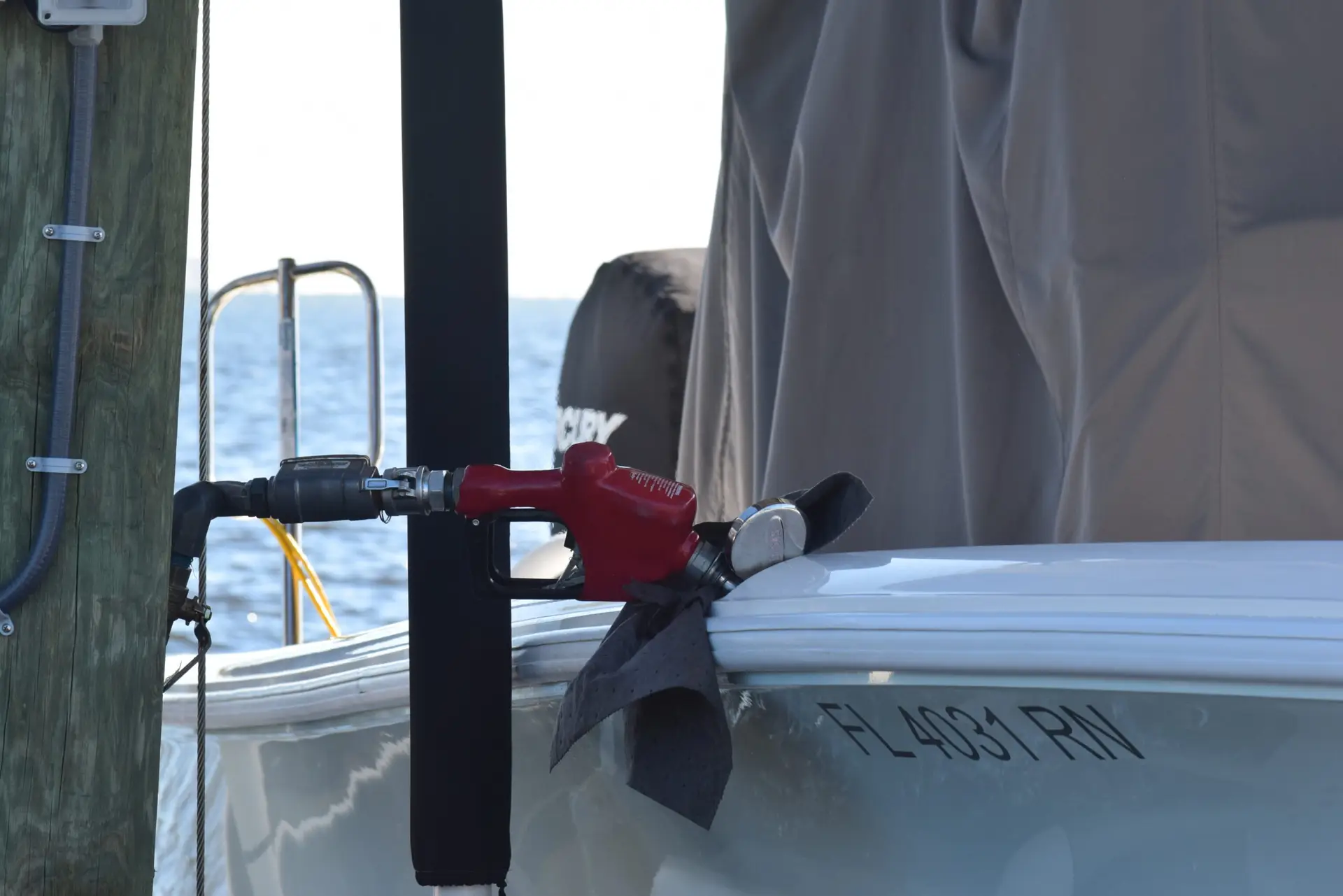 Filling up a customer's boat